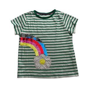 Mini Boden Sequins Color-Change T-Shirt With Rainbow Applique Size 6-7